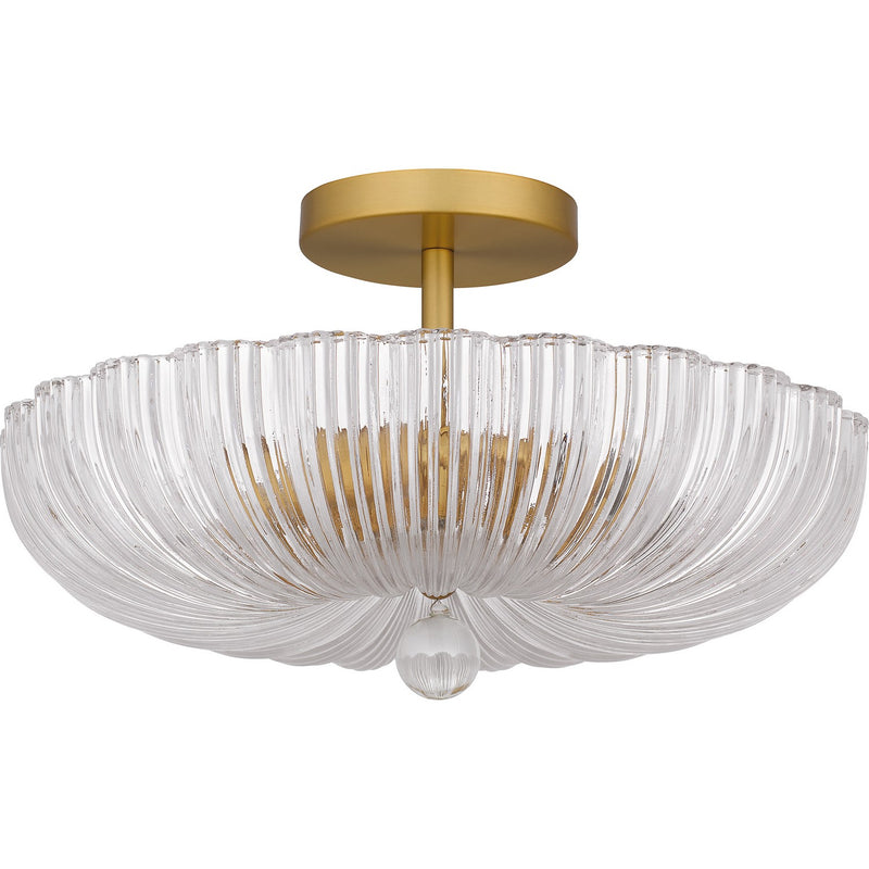 Quoizel QSF6748BRG Three Light Semi Flush Mount, Brushed Gold