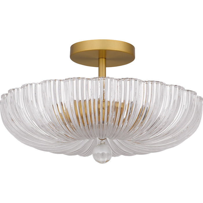 Quoizel QSF6748BRG Three Light Semi Flush Mount, Brushed Gold