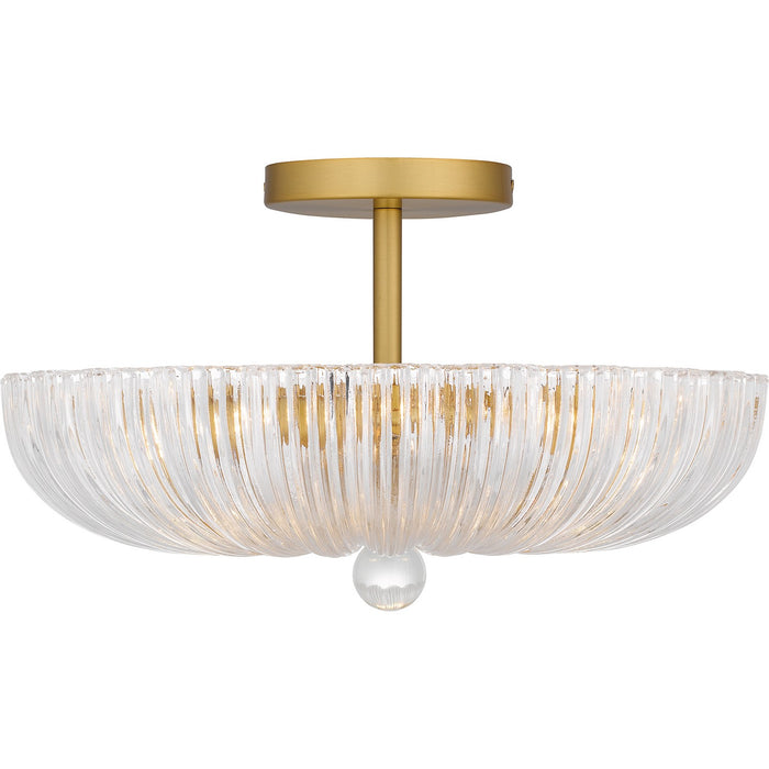 Quoizel QSF6748BRG Three Light Semi Flush Mount, Brushed Gold