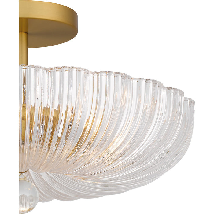 Quoizel QSF6748BRG Three Light Semi Flush Mount, Brushed Gold
