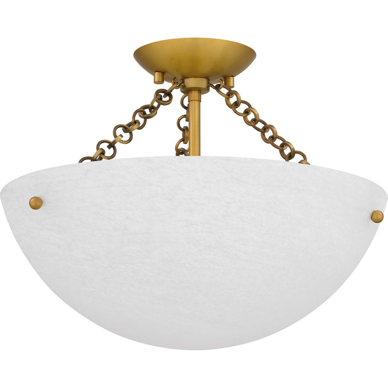 Quoizel QSF6751BRG Three Light Semi Flush Mount, Brushed Gold