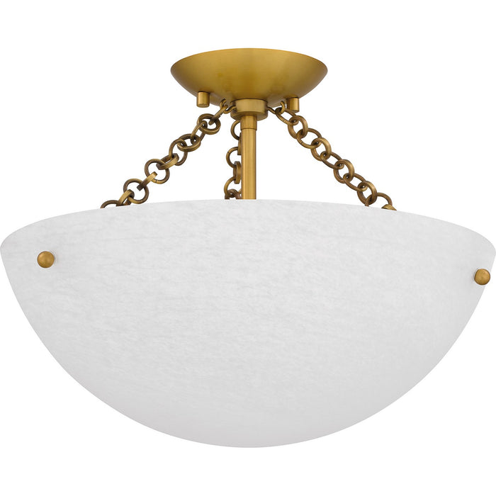Quoizel QSF6751BRG Three Light Semi Flush Mount, Brushed Gold