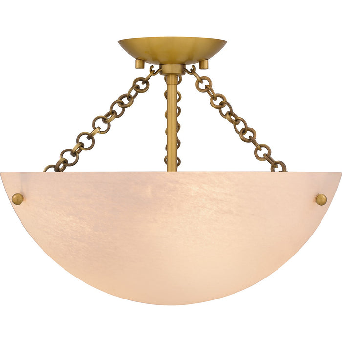 Quoizel QSF6751BRG Three Light Semi Flush Mount, Brushed Gold