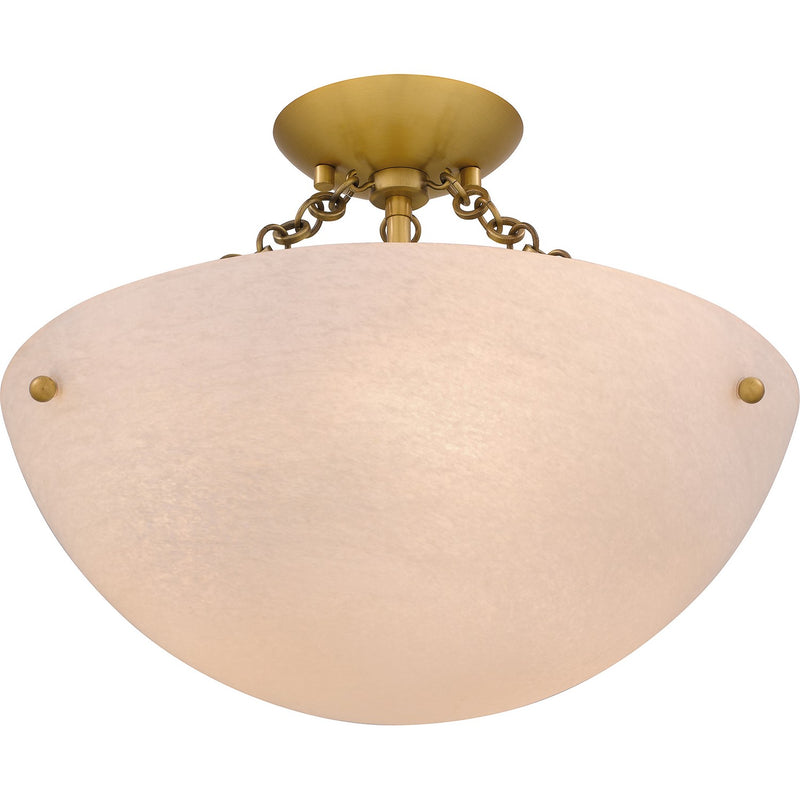 Quoizel QSF6751BRG Three Light Semi Flush Mount, Brushed Gold
