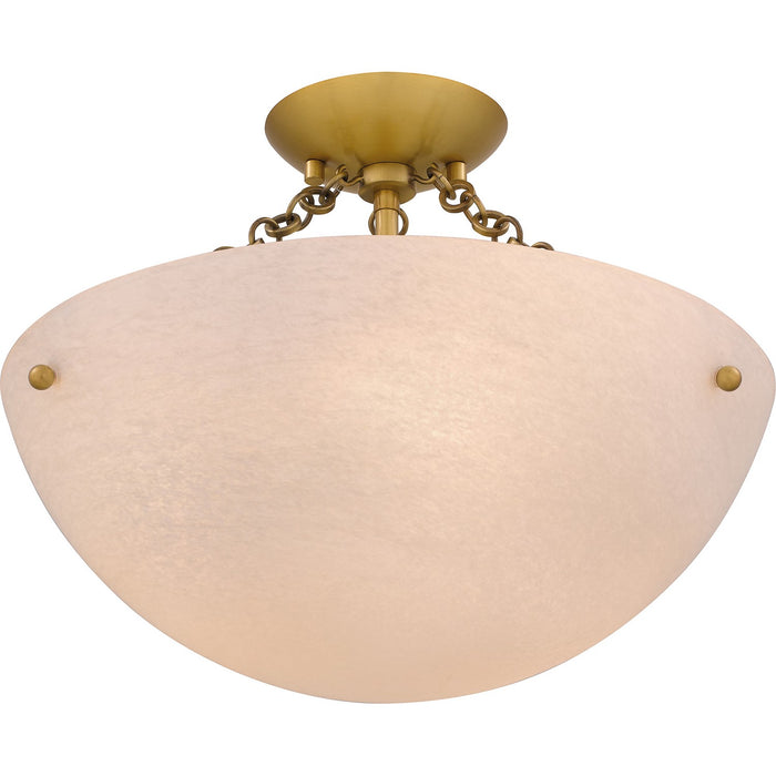 Quoizel QSF6751BRG Three Light Semi Flush Mount, Brushed Gold