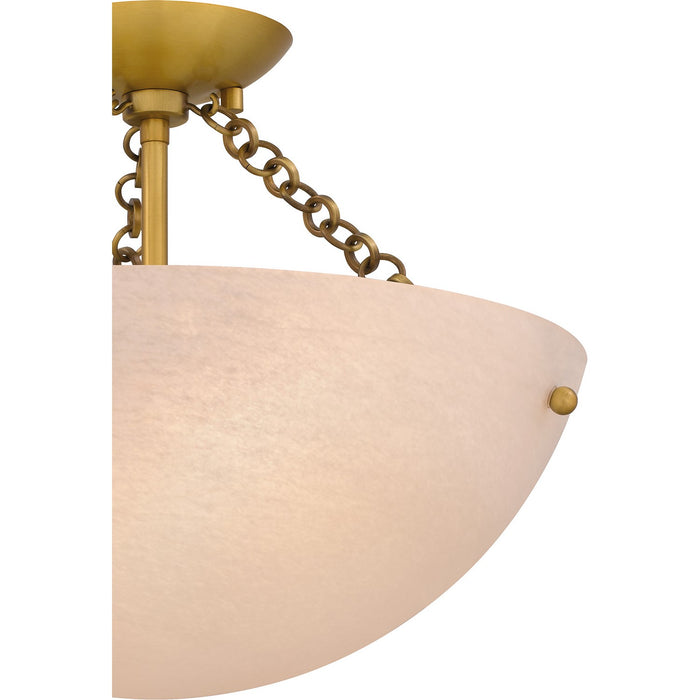 Quoizel QSF6751BRG Three Light Semi Flush Mount, Brushed Gold