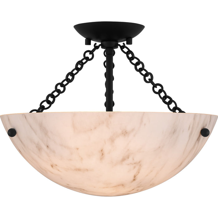 Quoizel QSF6751MBK Three Light Semi Flush Mount, Matte Black