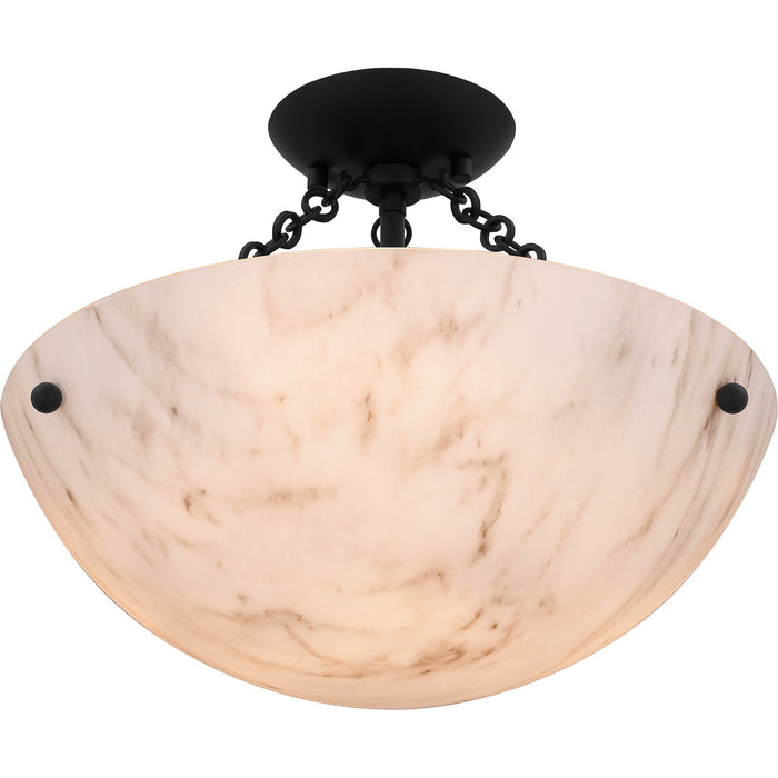 Quoizel QSF6751MBK Three Light Semi Flush Mount, Matte Black