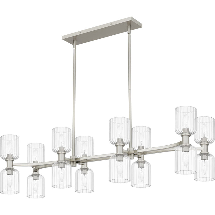 Quoizel RMD846BN Eight Light Linear Chandelier, Brushed Nickel