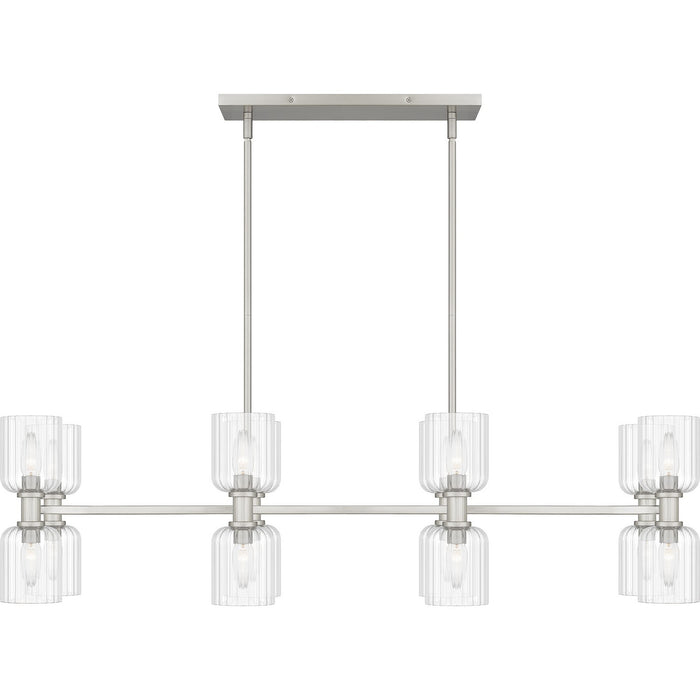 Quoizel RMD846BN Eight Light Linear Chandelier, Brushed Nickel