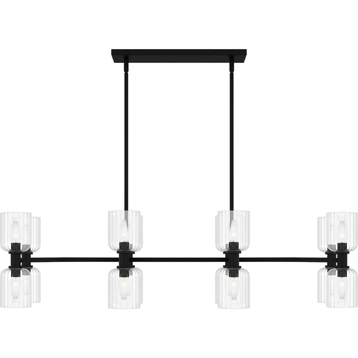 Quoizel RMD846MBK Eight Light Linear Chandelier, Matte Black