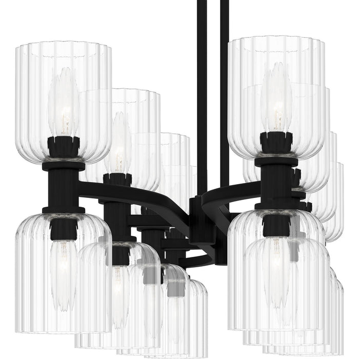 Quoizel RMD846MBK Eight Light Linear Chandelier, Matte Black