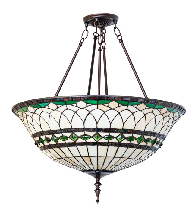 Meyda Tiffany 274334 Three Light Semi-Flushmount, Mahogany Bronze