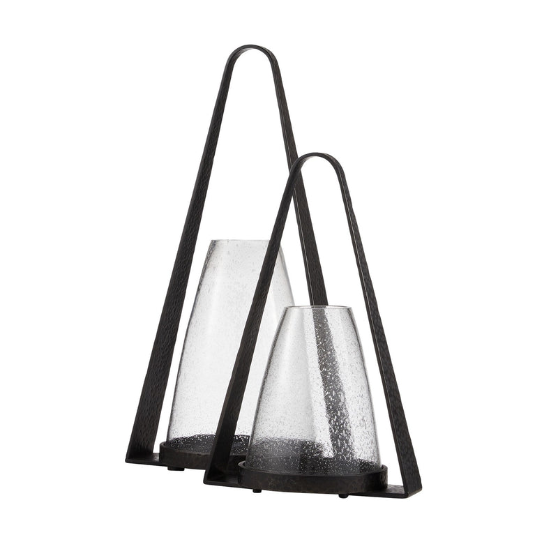 Arteriors ACI04 Hurricanes, Set of 2, Clear/Blackened Iron