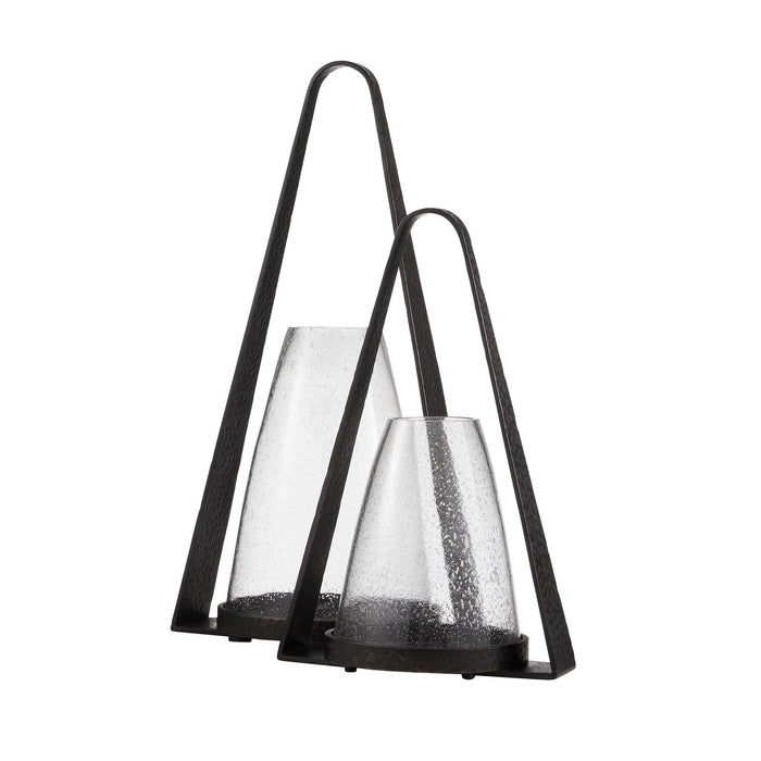 Arteriors ACI04 Hurricanes, Set of 2, Clear/Blackened Iron