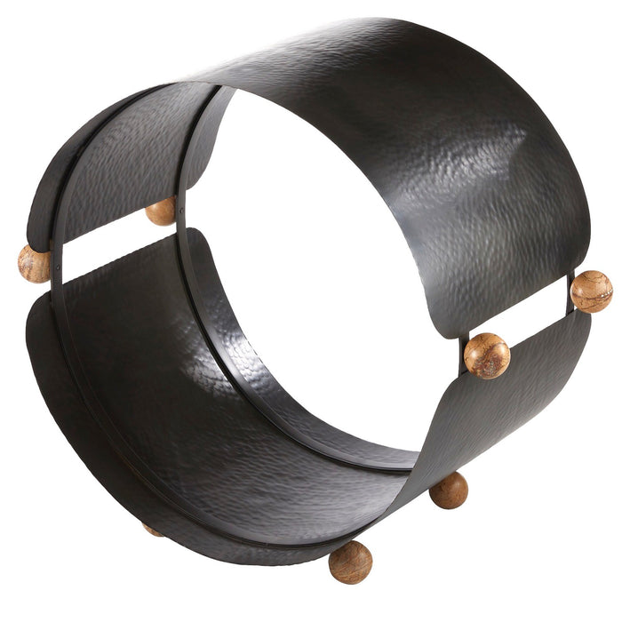 Arteriors AFI05 Log Holder, Blackened Iron/Sienna