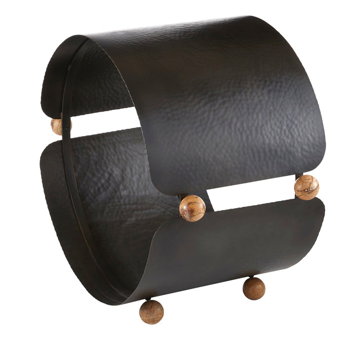 Arteriors AFI05 Log Holder, Blackened Iron/Sienna
