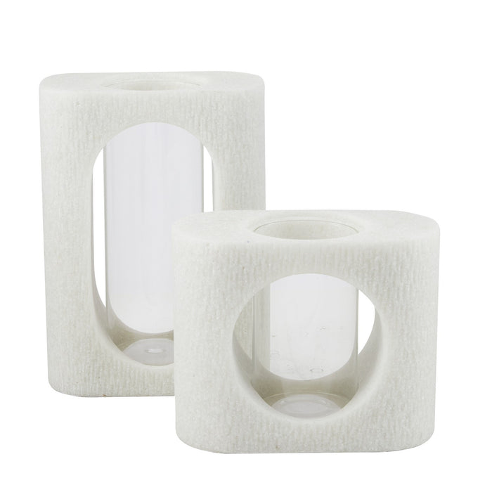 Arteriors AVC10 Vases, Set of 2, Ivory/Clear