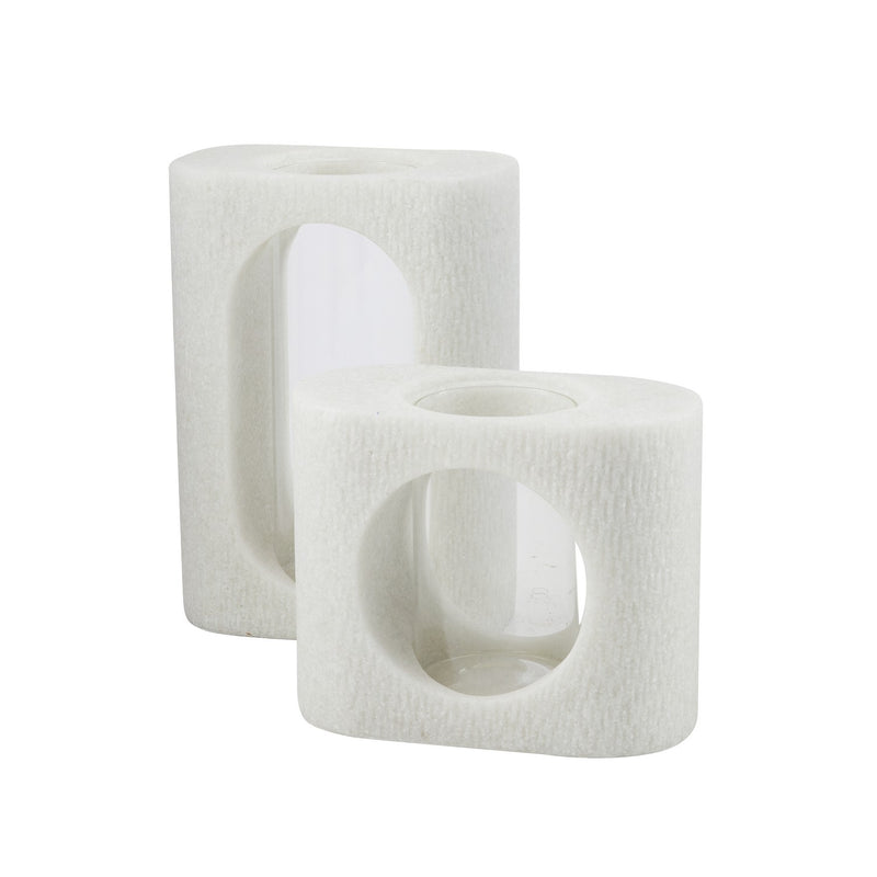 Arteriors AVC10 Vases, Set of 2, Ivory/Clear