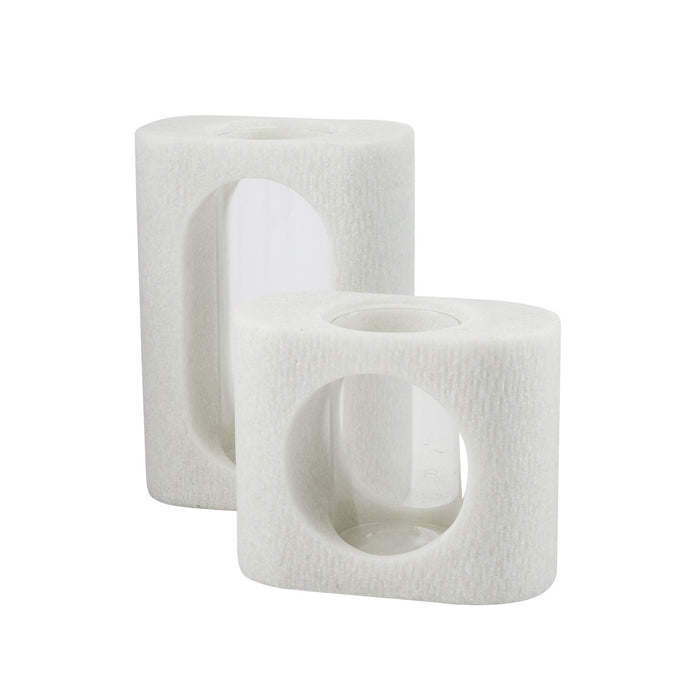 Arteriors AVC10 Vases, Set of 2, Ivory/Clear