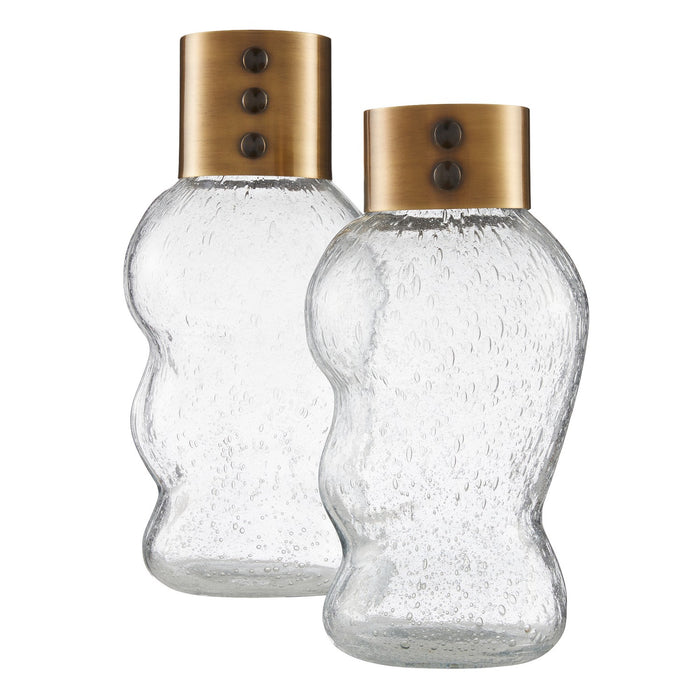 Arteriors AVI05 Vases, Set of 2, Clear/Vintage Brass/Bronze