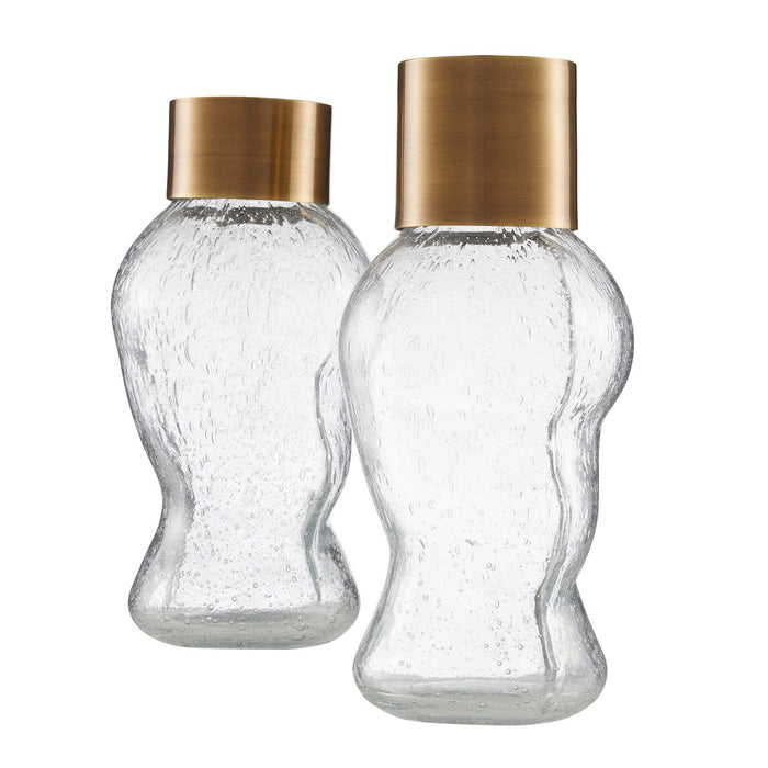 Arteriors AVI05 Vases, Set of 2, Clear/Vintage Brass/Bronze