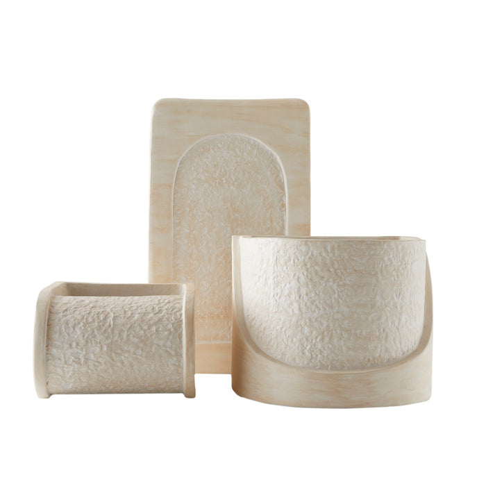 Arteriors AVS07 Planters, Set of 3, Ivory/Ivory/Clear