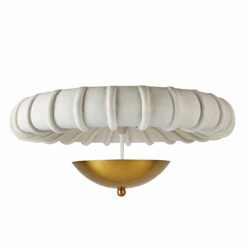 Arteriors DFC12 Three Light Flush Mount, Ivory/Antique Brass