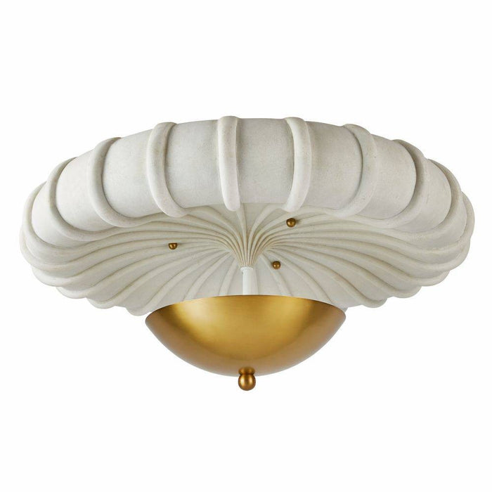 Arteriors DFC12 Three Light Flush Mount, Ivory/Antique Brass