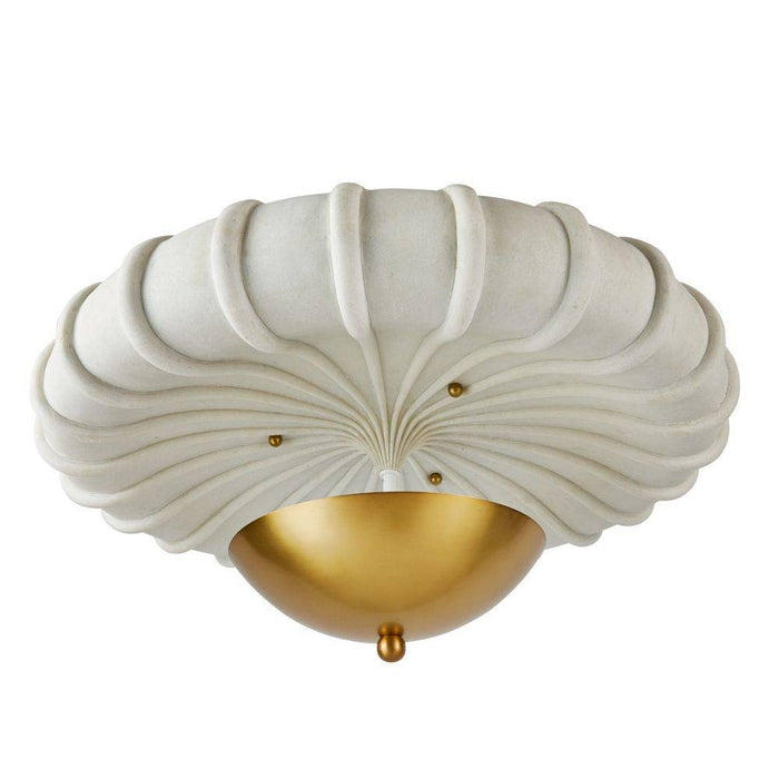 Arteriors DFC12 Three Light Flush Mount, Ivory/Antique Brass