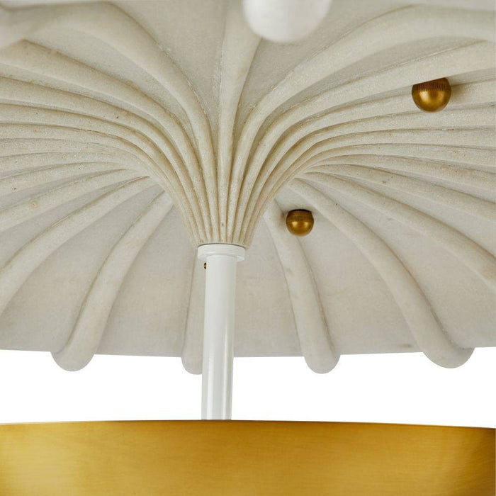 Arteriors DFC12 Three Light Flush Mount, Ivory/Antique Brass