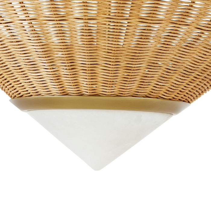 Arteriors DFC13 Three Light Flush Mount, Natural/White/Antique Brass