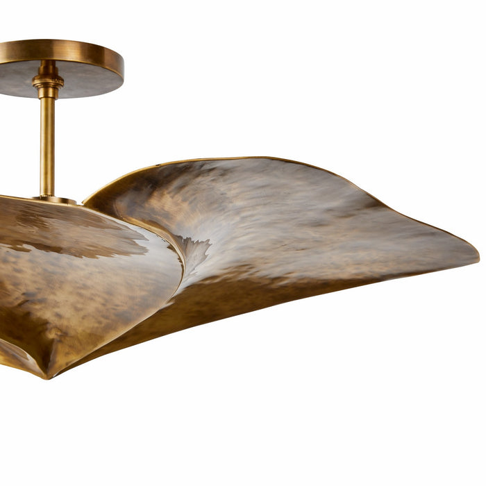 Arteriors DFI05 Three Light Flush Mount, Vintage Brass