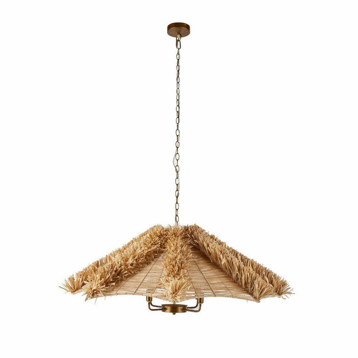 Arteriors DLS09 Four Light Chandelier, Natural/Natural/Antique Brass