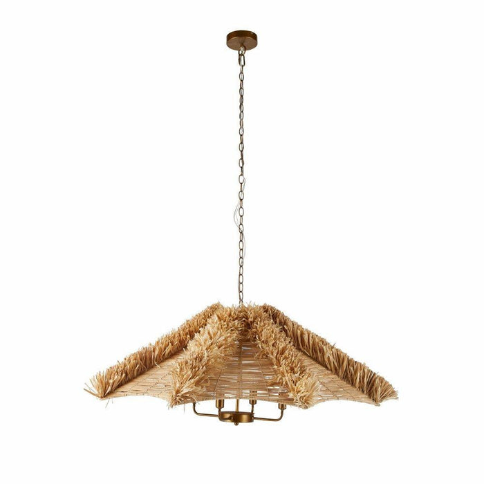 Arteriors DLS09 Four Light Chandelier, Natural/Natural/Antique Brass