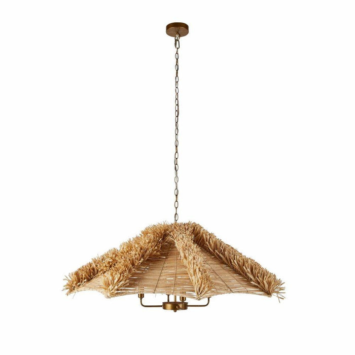 Arteriors DLS09 Four Light Chandelier, Natural/Natural/Antique Brass