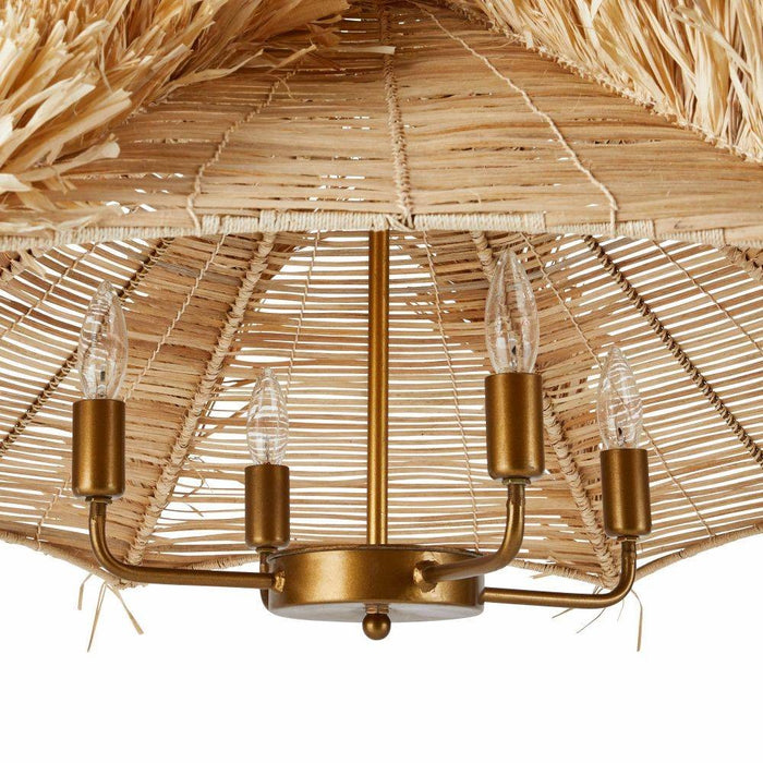 Arteriors DLS09 Four Light Chandelier, Natural/Natural/Antique Brass