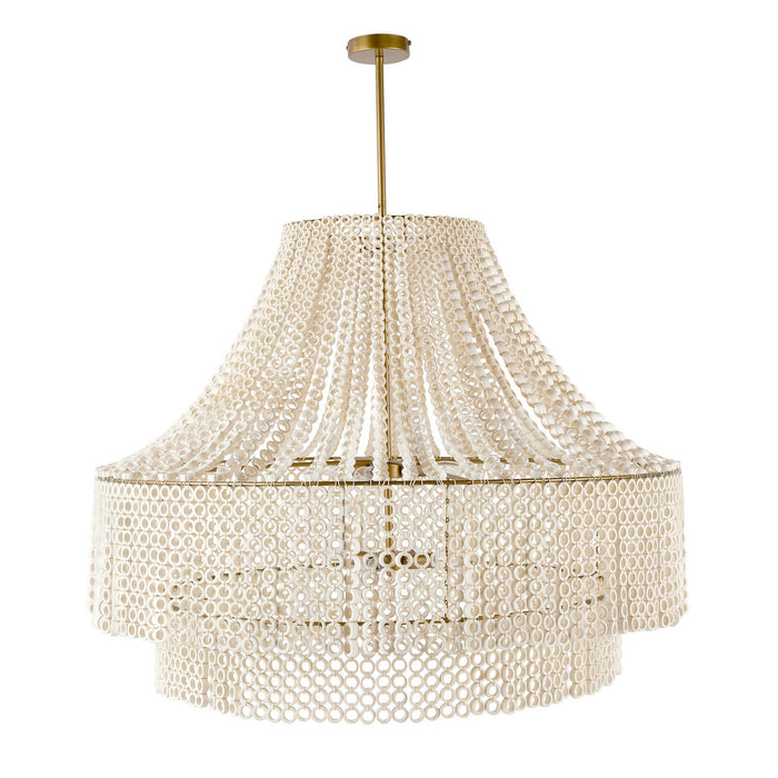 Arteriors DLS10 Eight Light Chandelier, White/Antique Brass