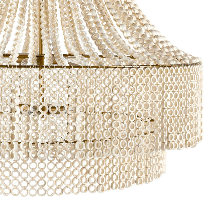 Arteriors DLS10 Eight Light Chandelier, White/Antique Brass
