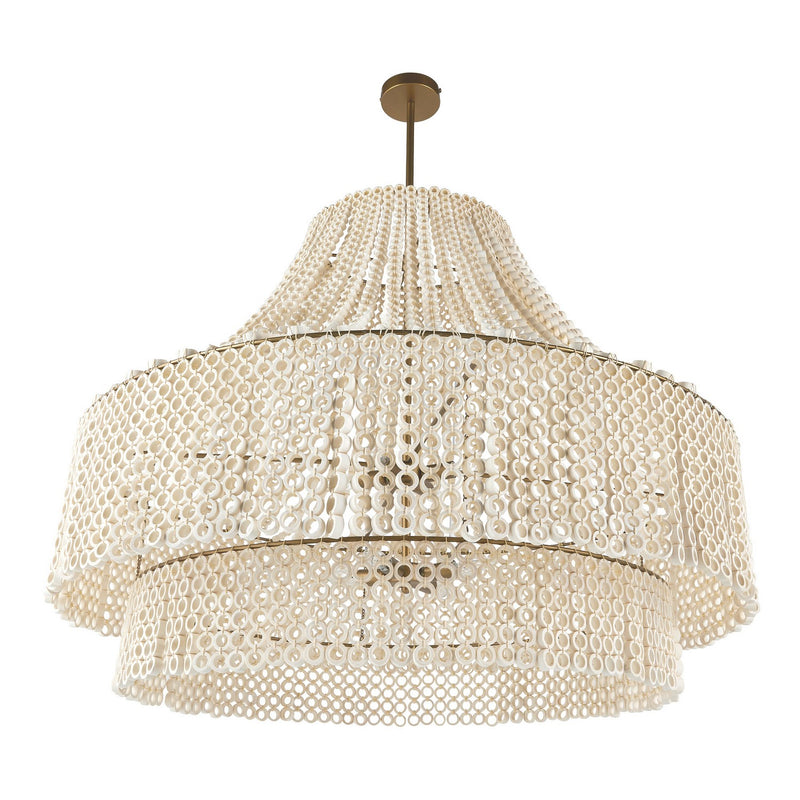 Arteriors DLS10 Eight Light Chandelier, White/Antique Brass
