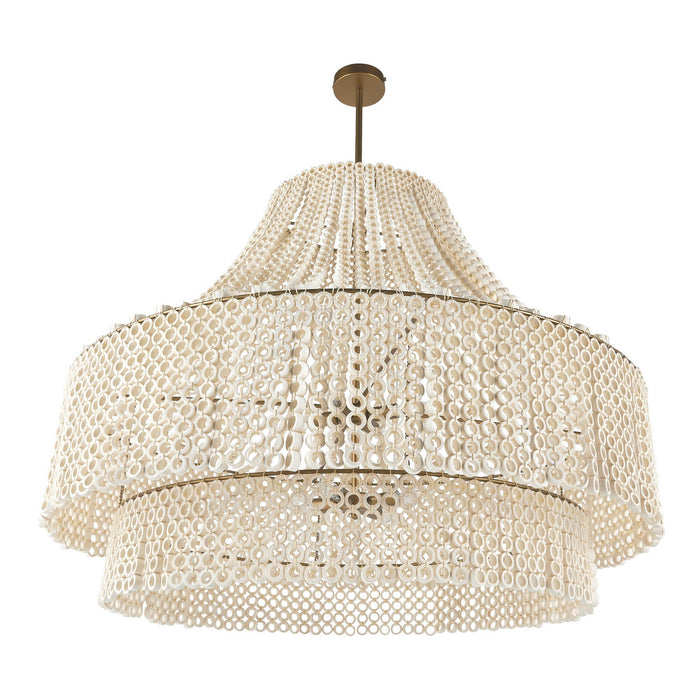 Arteriors DLS10 Eight Light Chandelier, White/Antique Brass