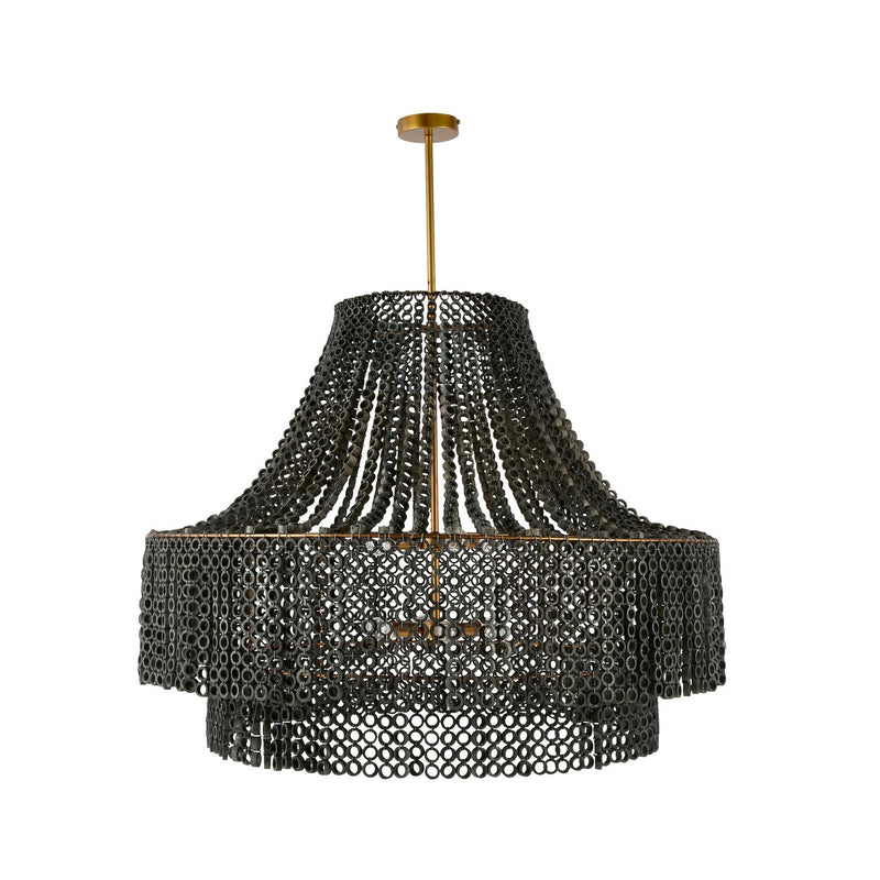 Arteriors DLS11 Eight Light Chandelier, Gray Wash/Antique Brass