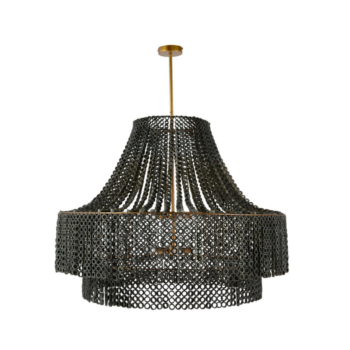Arteriors DLS11 Eight Light Chandelier, Gray Wash/Antique Brass