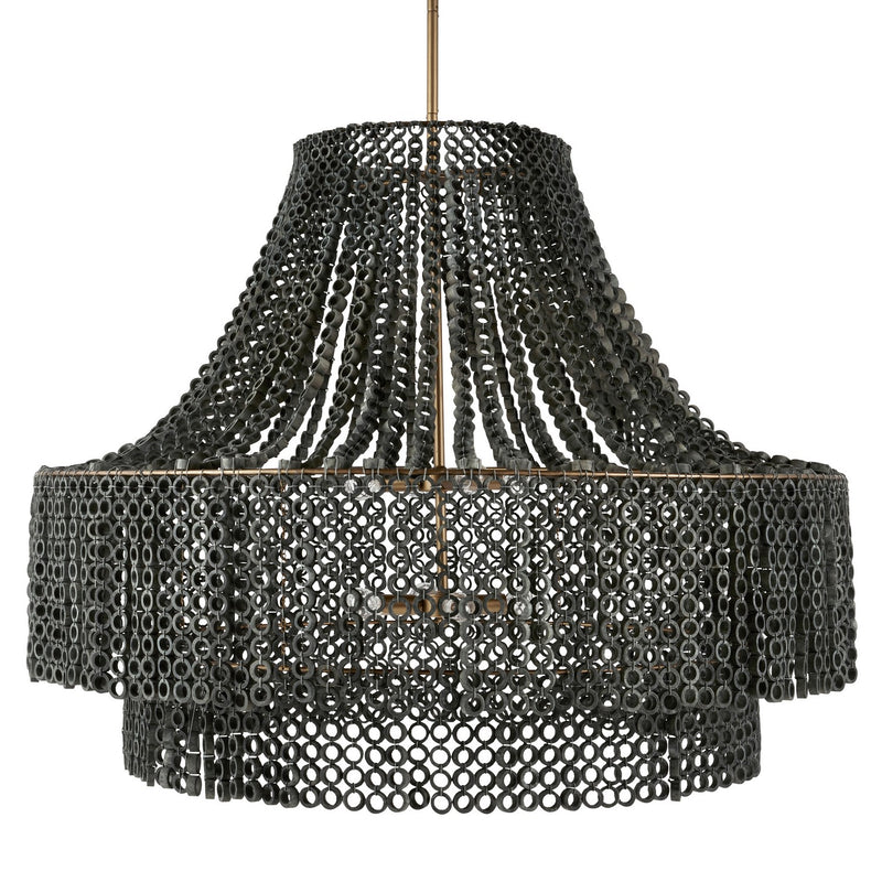 Arteriors DLS11 Eight Light Chandelier, Gray Wash/Antique Brass