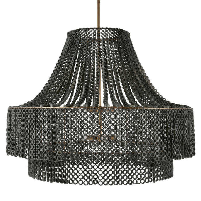 Arteriors DLS11 Eight Light Chandelier, Gray Wash/Antique Brass