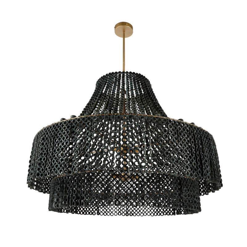 Arteriors DLS11 Eight Light Chandelier, Gray Wash/Antique Brass