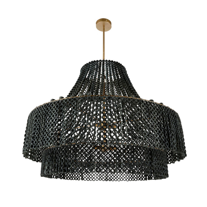 Arteriors DLS11 Eight Light Chandelier, Gray Wash/Antique Brass