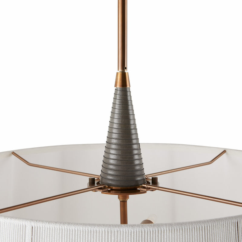 Arteriors DMC26 Six Light Pendant, Graphite/Graphite/Heritage Brass