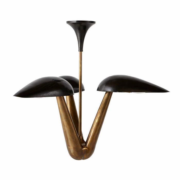 Arteriors DMI11 Three Light Chandelier, Blackened Iron/Antique Brass