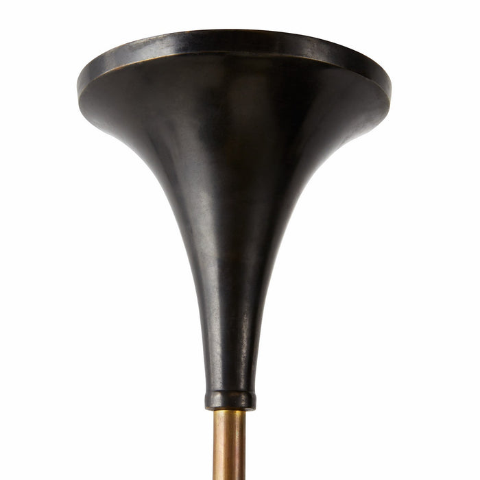 Arteriors DMI11 Three Light Chandelier, Blackened Iron/Antique Brass